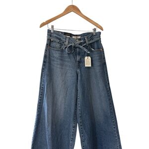 Levi's Wide-Leg Denim Jeans in Medium Blue with Self-Tie Waist